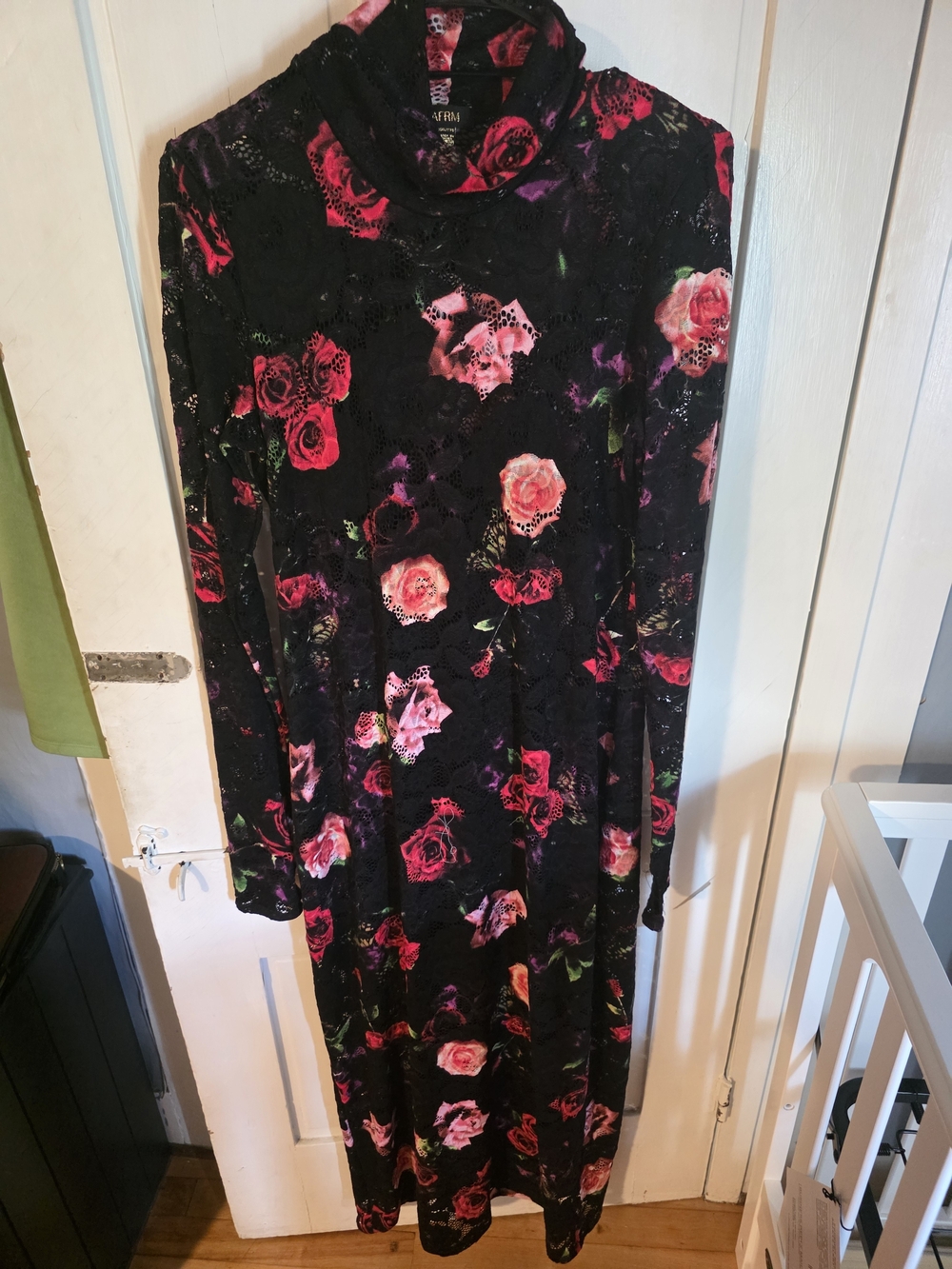 ByAFRM Black Maxi Dress with Pink Rose Floral Print